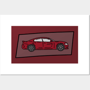 red muscle car Posters and Art